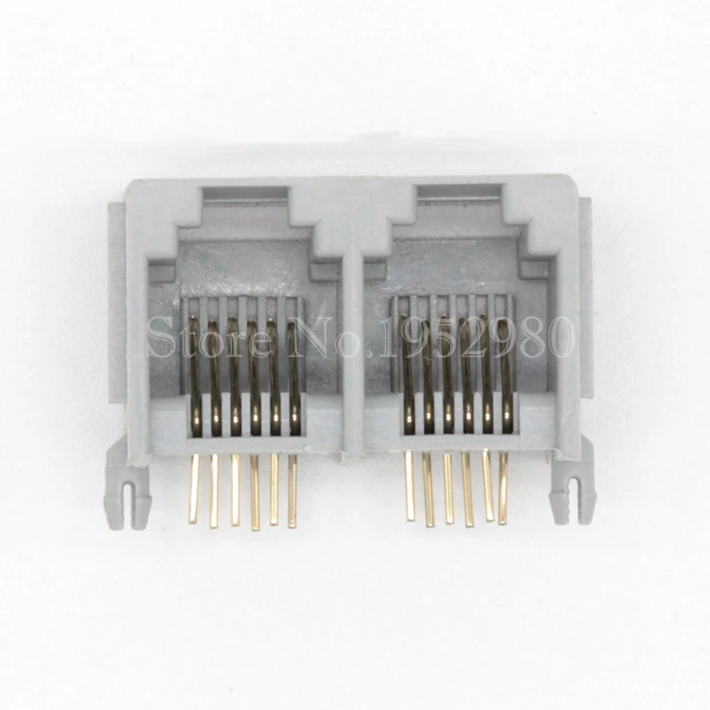 Розетка телефонная 6P6C * 2 разъем RJ11 RJ12 с гнездами серый 12 контактов полями 20