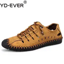 YD-EVER; Новинка; Летняя обувь; мужские сандалии; дышащие пляжные сандалии из спилка; повседневная мужская обувь; мягкие модные шлепанцы размера плюс 46