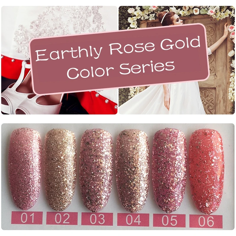 

MIZHSE 7ML Glitter Diamond Nail Gel Polish 6pcs Soak Off Sequins Nail Art Manicure UV Gel Polish Long Lasting Red Color Gel
