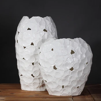 

white Plum flower ceramic creative contracted flower vase pot home decor craft room decoration handicraft porcelain figurine