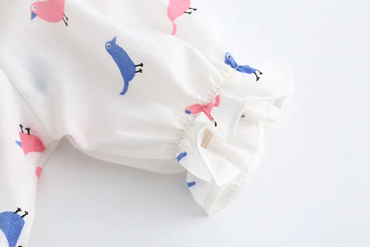 2018 Hot Summer 2 3 4 6 8 9 10Years Thin Sweet Cute Cartoon Animal Print Blouse Baby Kids Girls Short Lantern Sleeve Dress Shirt (21)