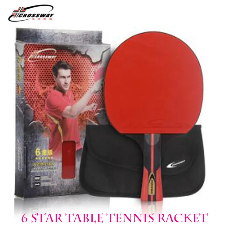 6 Stars Ping Pong Rackets 1 Piece Rubber Table Tennis Bat Blade Pen