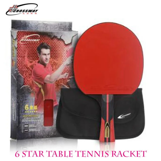6 Stars Ping Pong Rackets 1 Piece Rubber Table Tennis Bat Blade Pen