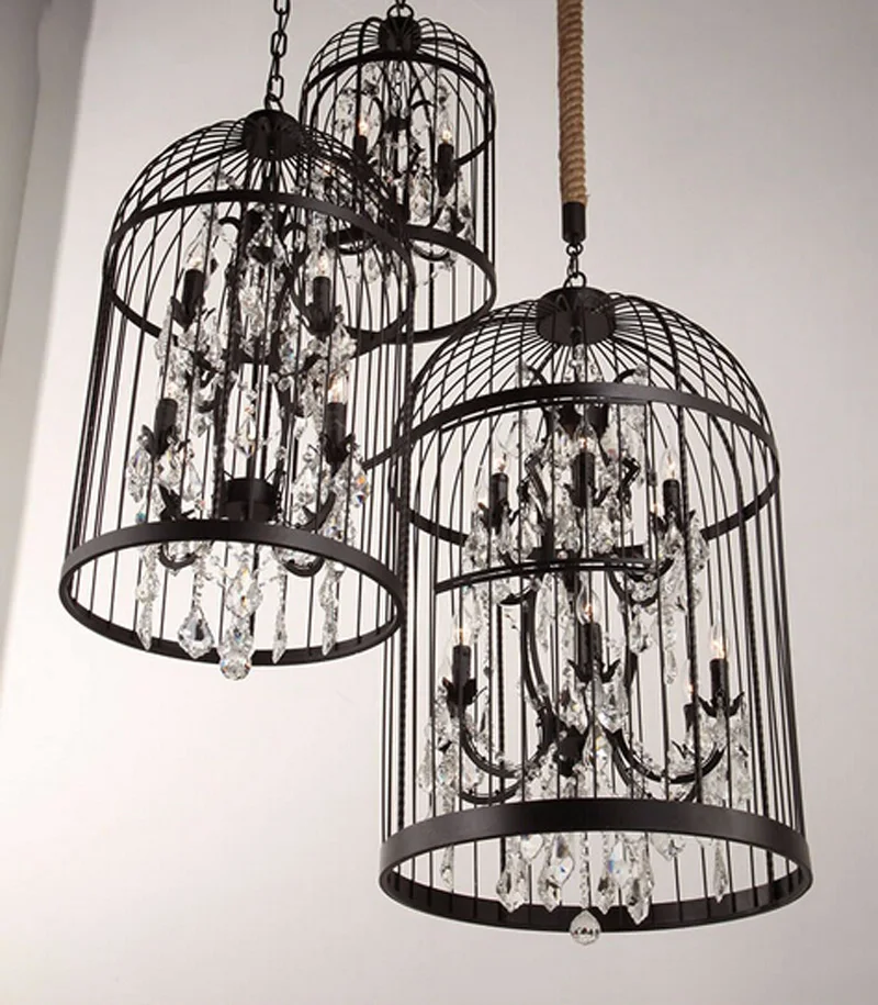 Retro-Lamparas-Black-Decor-American-Vintage-Industrial-Bird-Cage-Pendant-Light-With-Crystal-Ornaments-Nordic-Birdcage118