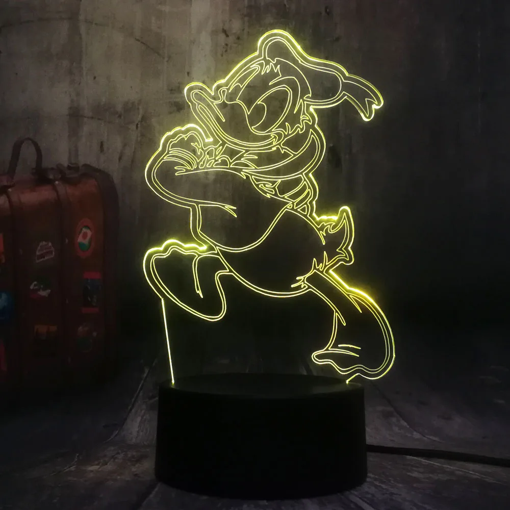 

Cute Lovely Donald Fauntleroy Duck Cartoon 7 Color Change 3D LED Night Light Kids Sleep Desk Lamp Birthday Christmas Gift Decor