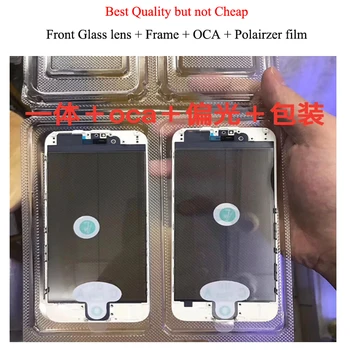 

100pcs/lot Cold Press 4 in 1 Front Screen Glass Lens with frame Polarizer OCA for iphone 8 7 7plus 6 6s Touch Panel Replacemet