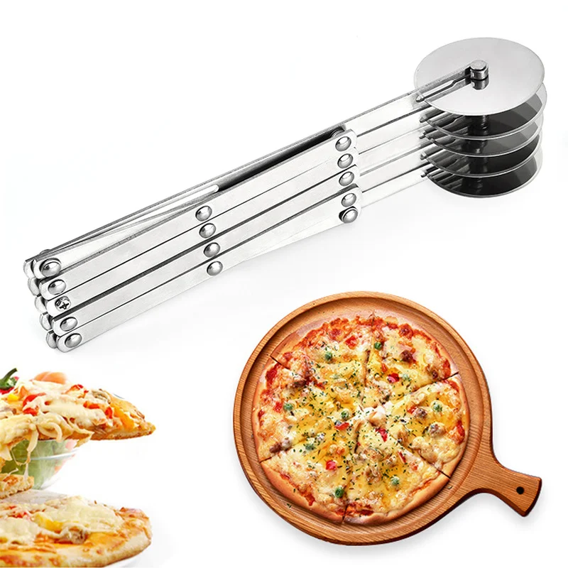 

3/5 Wheels Stainless Steel Pizza Cutter Double Roller Knife Cutter Pastry Pasta Dough Crimper Baking Tool Kitchen Accessories