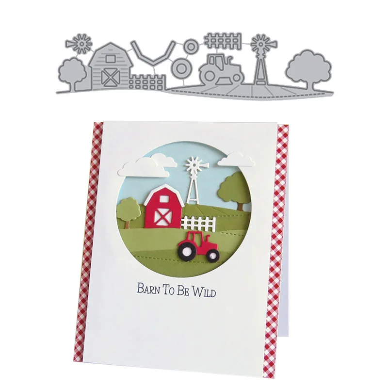 

GJCrafts DIY Farm House Tree Hometown Metal Cutting Dies Crafts Card Dies Embossing Stencil Album Scrapbooking New 2018