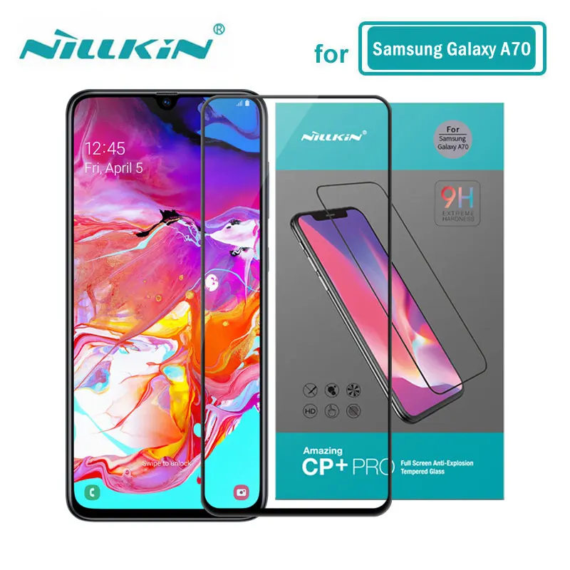Закаленное стекло для Samsung Galaxy A70S A70 Nillkin противоударное CP + Pro Полное клеевое