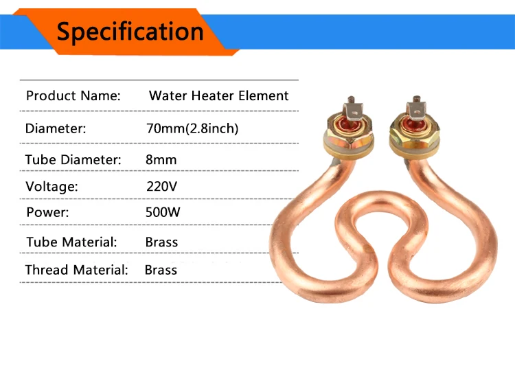 500 Вт 220 В латунная электрическая нагревательная трубка в форме подковы для кофейника, электрический чайник 2U нагревательный элемент