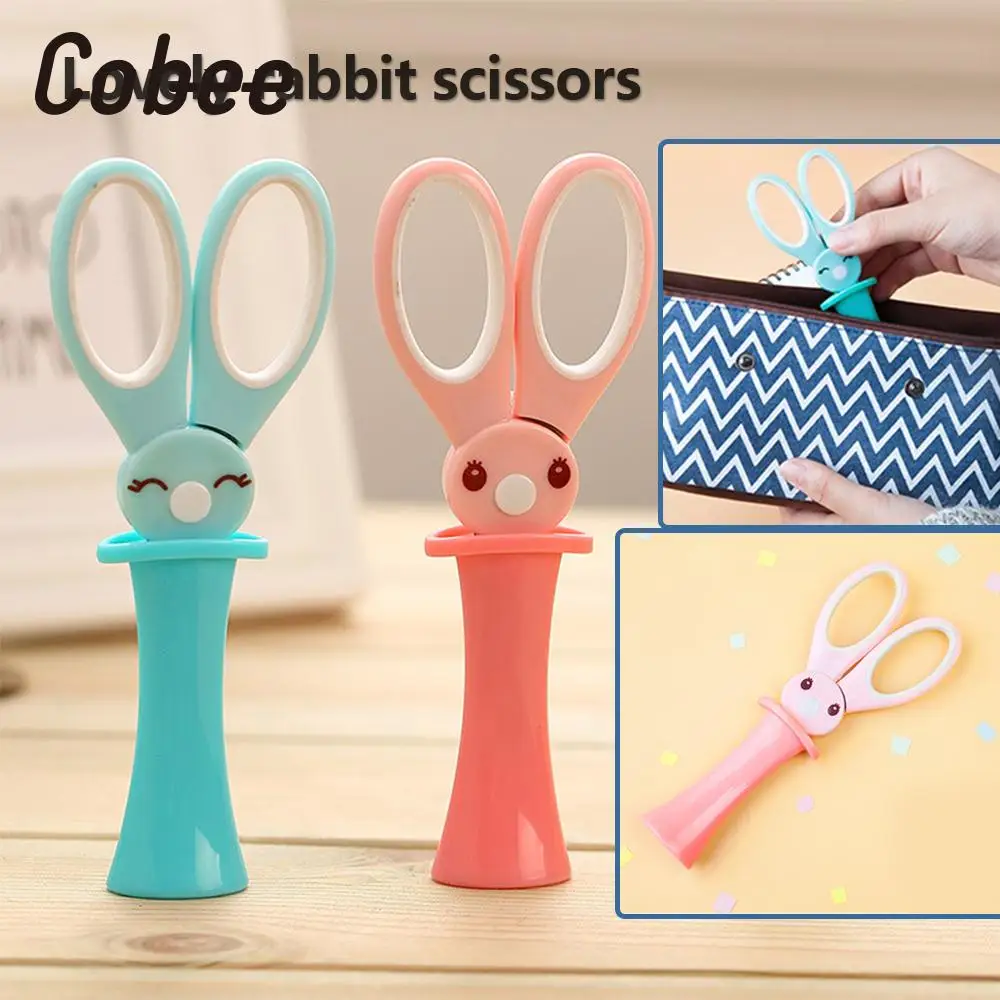 

Rabbit Scissors 13.5cm Rabbit Children Scissors School Rabbit Safety Scissors with Caps Stainless Steel