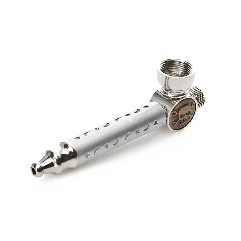 

1PC Fashion Moon and Stars Hollow Electronic Light Smoking Pipes 4 Colors Gift Card Include Screen Filter Tobacco Weed Pipes