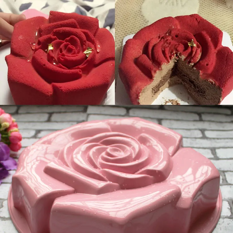 Разные цвета Высокое качество силиконовый в форме розы торт форма для выпечки; шоколадный пудинг кухня Выпечка торта DIY сковорода Торт Инструменты