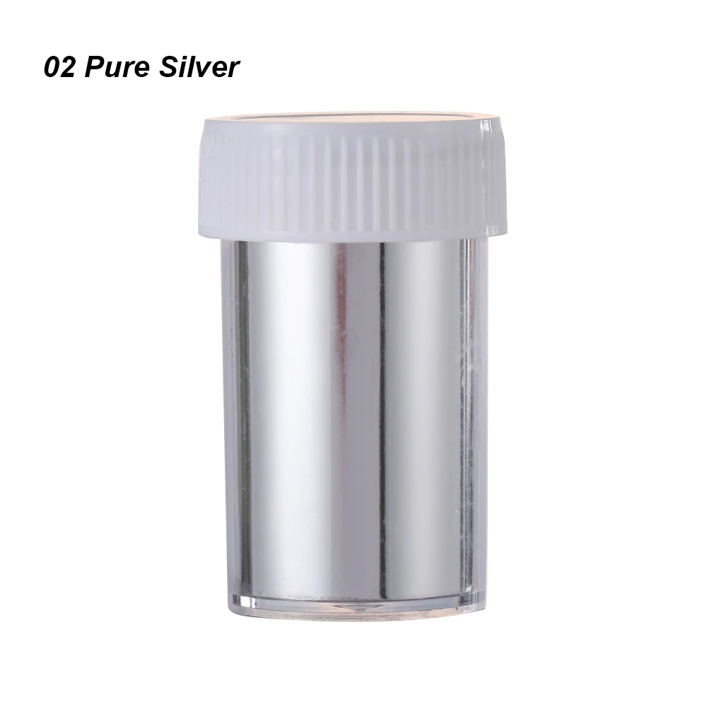 02 Pure Silver 1 рулон 3D сделай сам металлическая фольга для ногтей Серебряный голографический Маникюр 14 цветов переводные наклейки для нейл-арта инструменты для красоты - Цвет: 02 Pure Silver