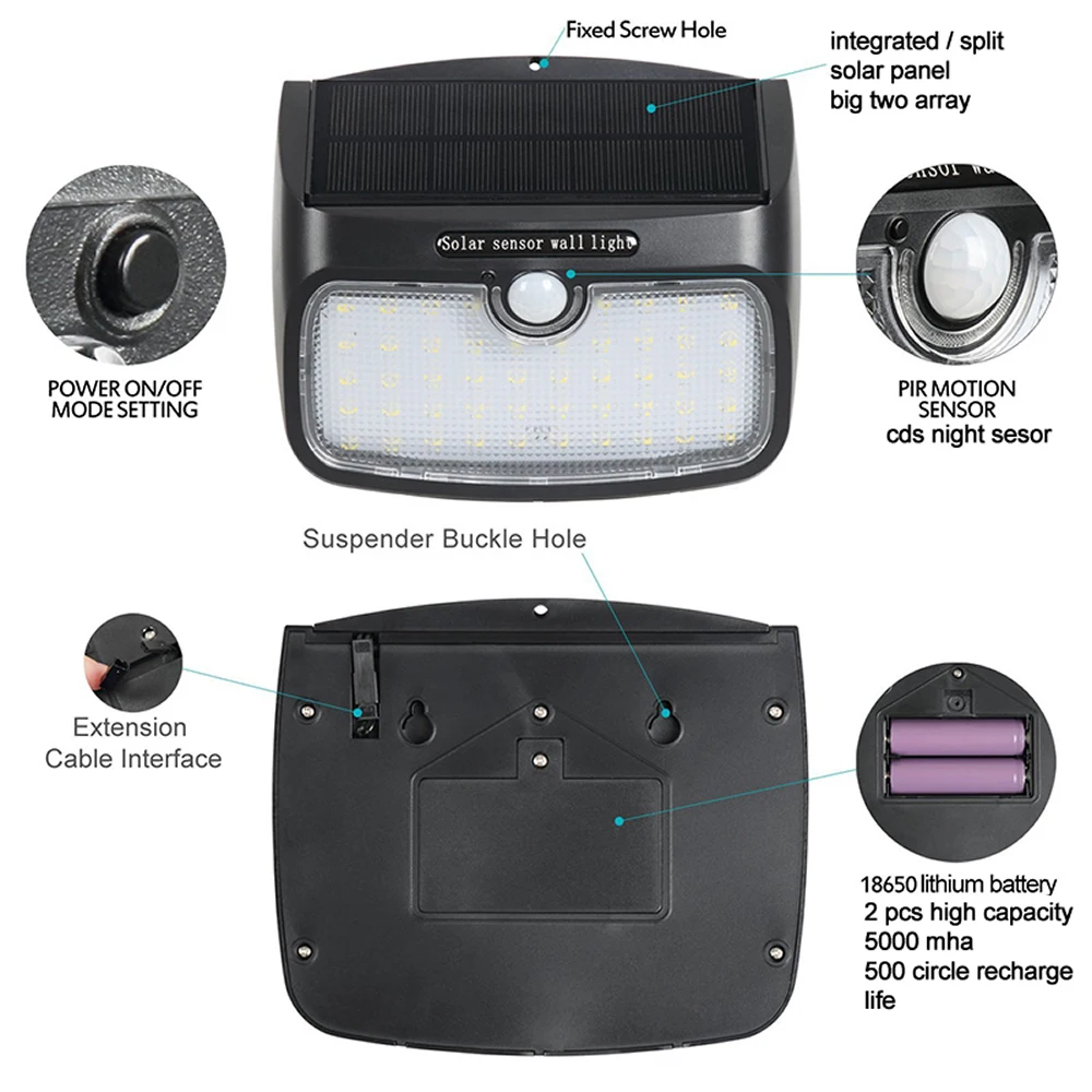 Сплит монтажный 48 Светодиодный 900lm Солнечный свет PIR+ движение+ радар светодиодный 500LM датчик движения водонепроницаемый 5 м кабель уличная стена Наружный свет fo