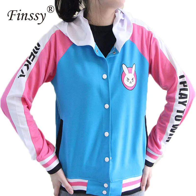 Günstige Hot Spiel OW DVa Hoodie für Frauen D. va Cosplay Kostüm für Erwachsene Baseball Mantel Jacke feminino Cosplay dünne Hoodies