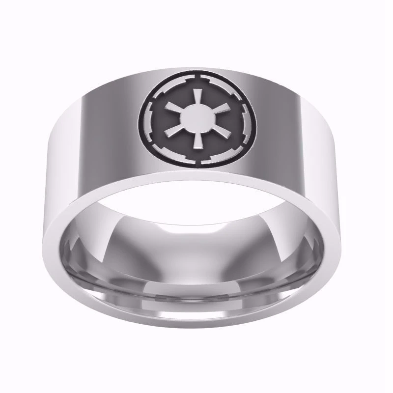 

New Fashion Stainless Steel Ring Star Wars Galactic Empire Design Film Jewelry Steel Color High Quality Suitable for Men Gift