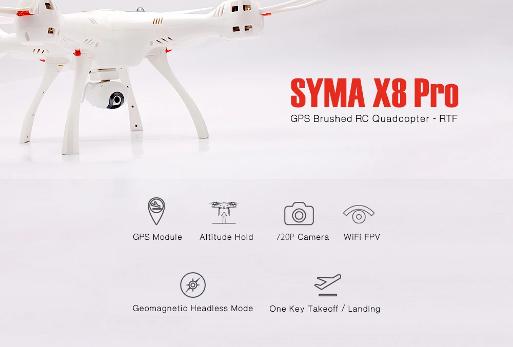 3.SYMA X8 Pro GPS Brushed RC Quadcopter RTF WiFi FPV 720P Camera  Altitude Hold  One Key Return