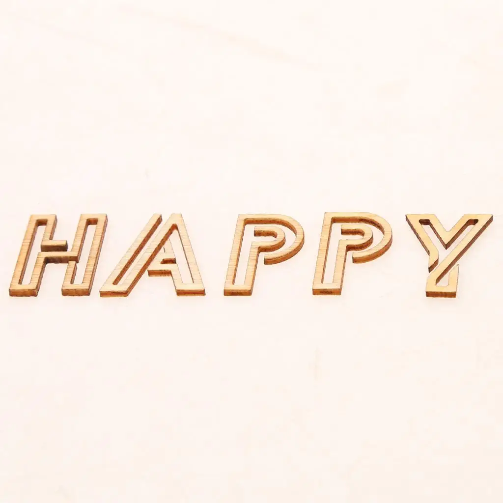 78pcs Hollow Letter Alphabet Slices Pieces Natural Wooden Embellishment Scrapbooking Craft Handmade Wedding Decorations