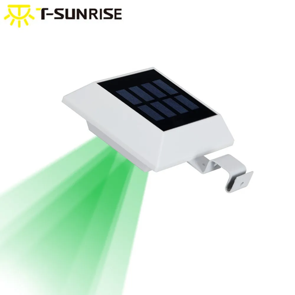 

T-SUNRISE Waterproof Solar Powered Light Outdoor Fence Light 6 LED Light Sensor Lamp for Garden Green Light
