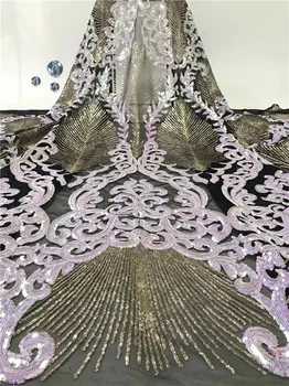 

Wonderful French tulle lace fabric pretty net lace cloth with sequins for wedding/party dress PDN372(5yards/lot)