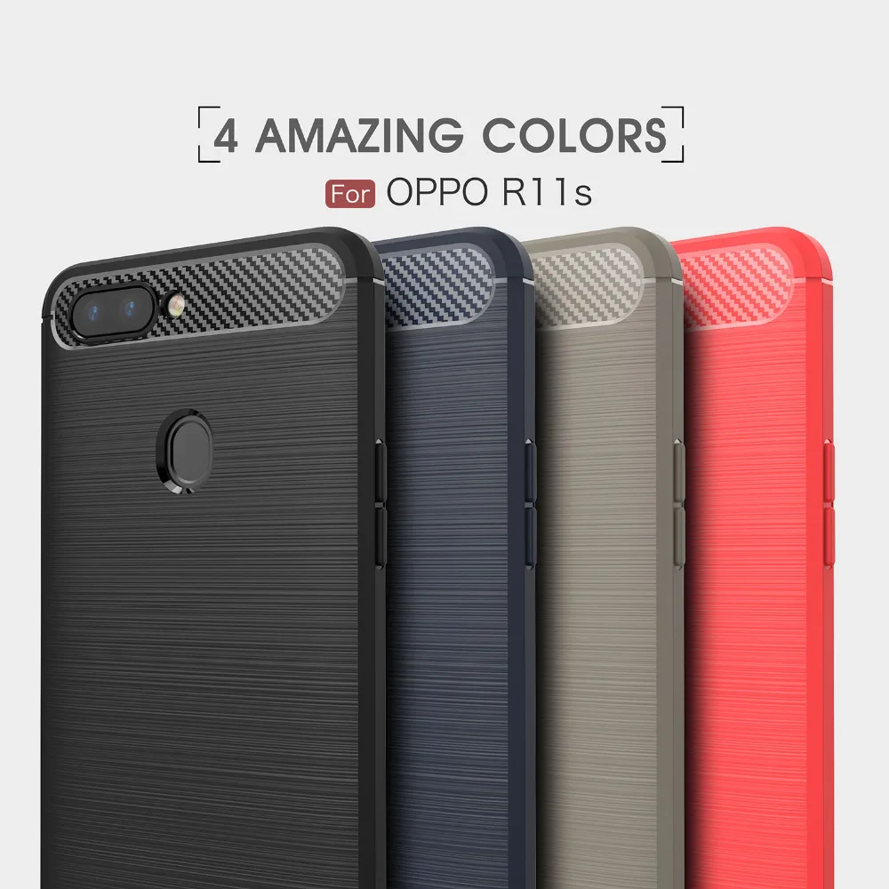 Smartphone Case for OPPO R11S 100pcs Carbon Fiber rugged armor TPU