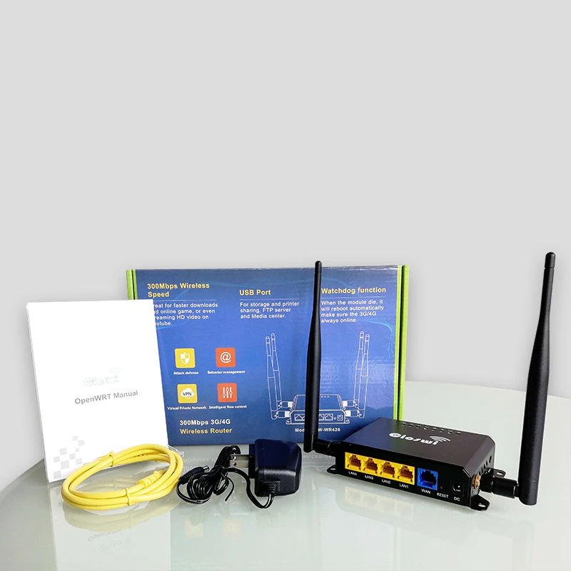 4g Роутер с слотом для sim карты hotspot wifi мощным cpu qca9531 и функцией watchdog 300 Мбит/с lte