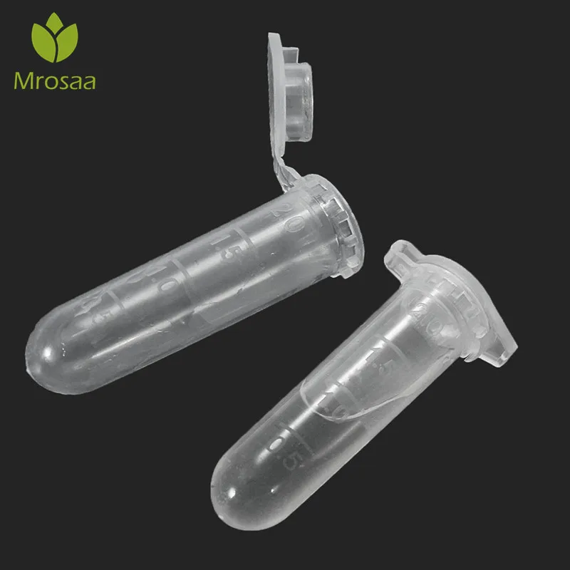 

High Quality Mrosaa 500pcs 2ml Transparet Plastic Centrifuge Test Tube Vial Sample Container Bottle With Cap School Lab Supplies