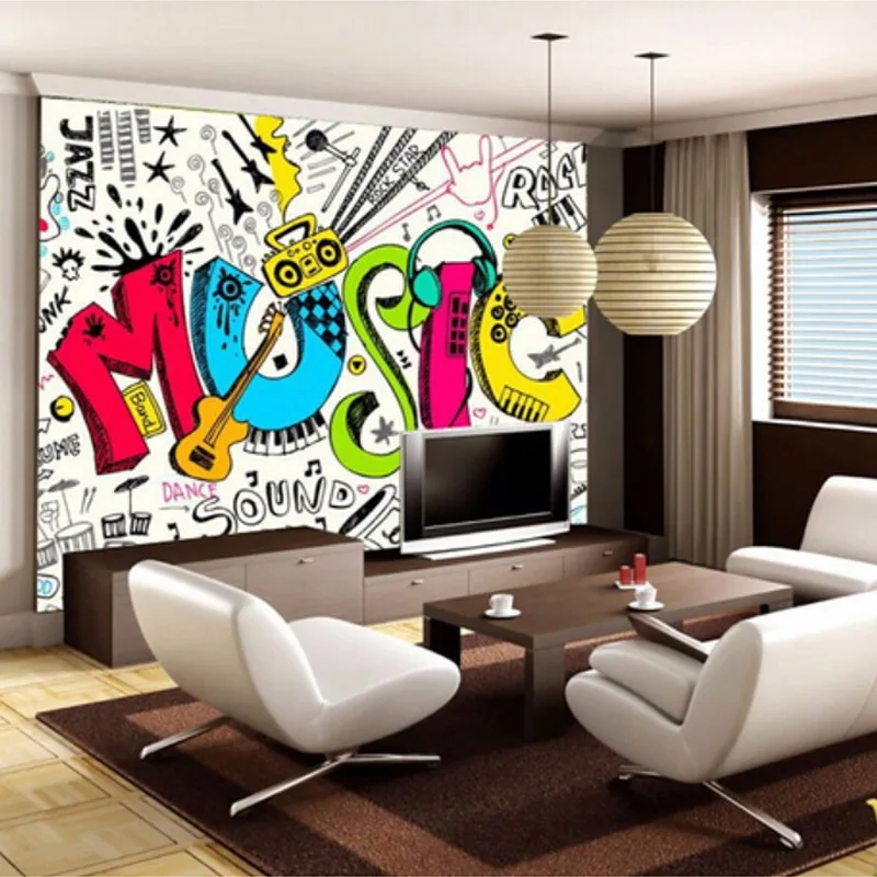 Gambar Kustom 3d Abstrak Musik Kamar Anak Grafiti Besar ...