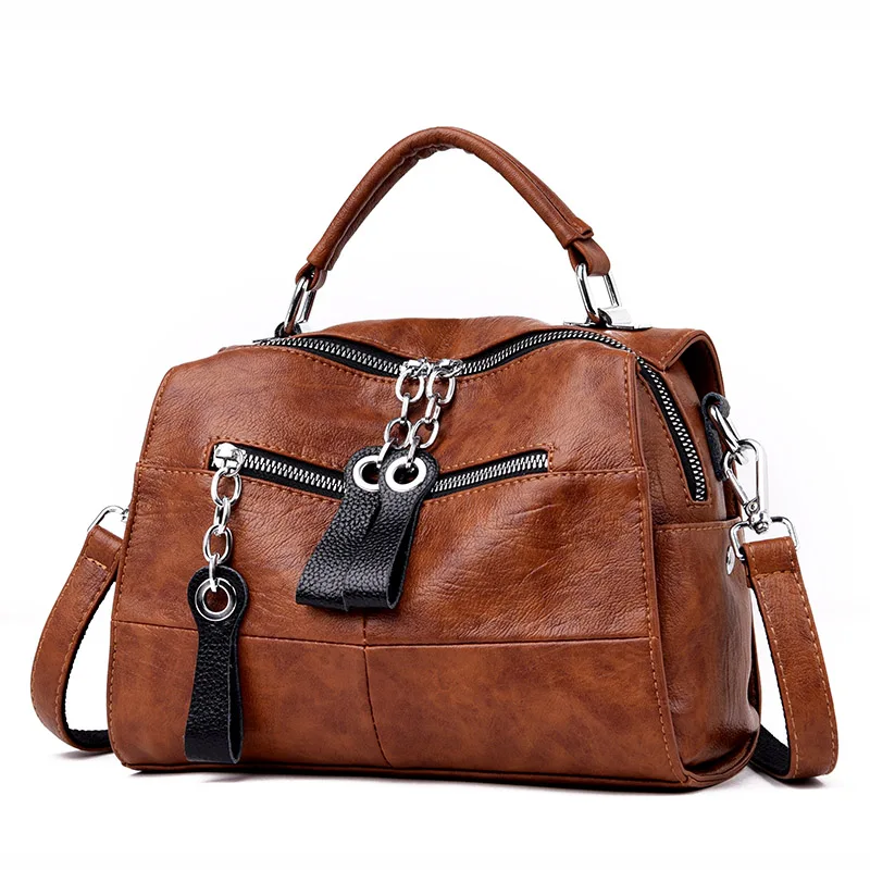 Женские сумки-мессенджеры, винтажная сумка на плечо, женская сумка через плечо, женская сумка-тоут из искусственной кожи, клатч, женский, красный, коричневый - Цвет: Brown