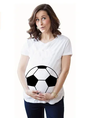 Одежда для беременных; футболки с мультяшным принтом; топы для беременных; футболки для беременных женщин; Рождественская Одежда для беременных; большие размеры - Цвет: Football White Tee