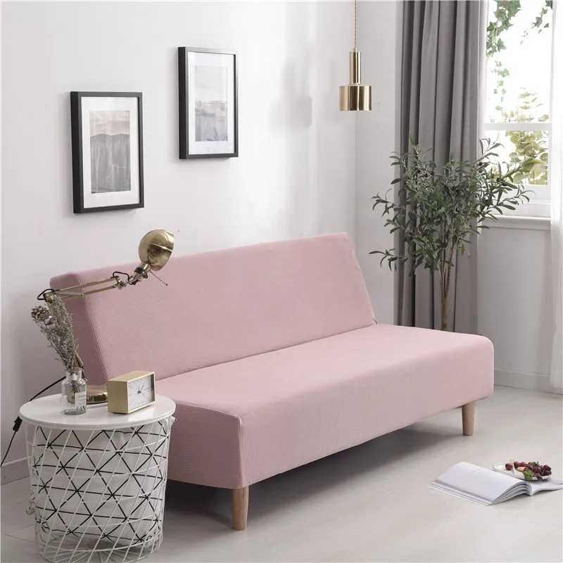 Pink Вельветовый чехол для дивана с толстыми полосками, эластичный диван, чехол для мебели, чехол без подлокотника, складной чехол для офиса, дивана-кровати - Цвет: Pink