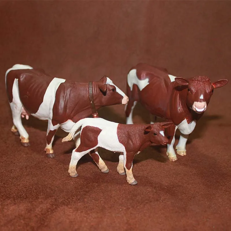 solid pvc figure Genuine simulation model toy cow family set 3pcs/set