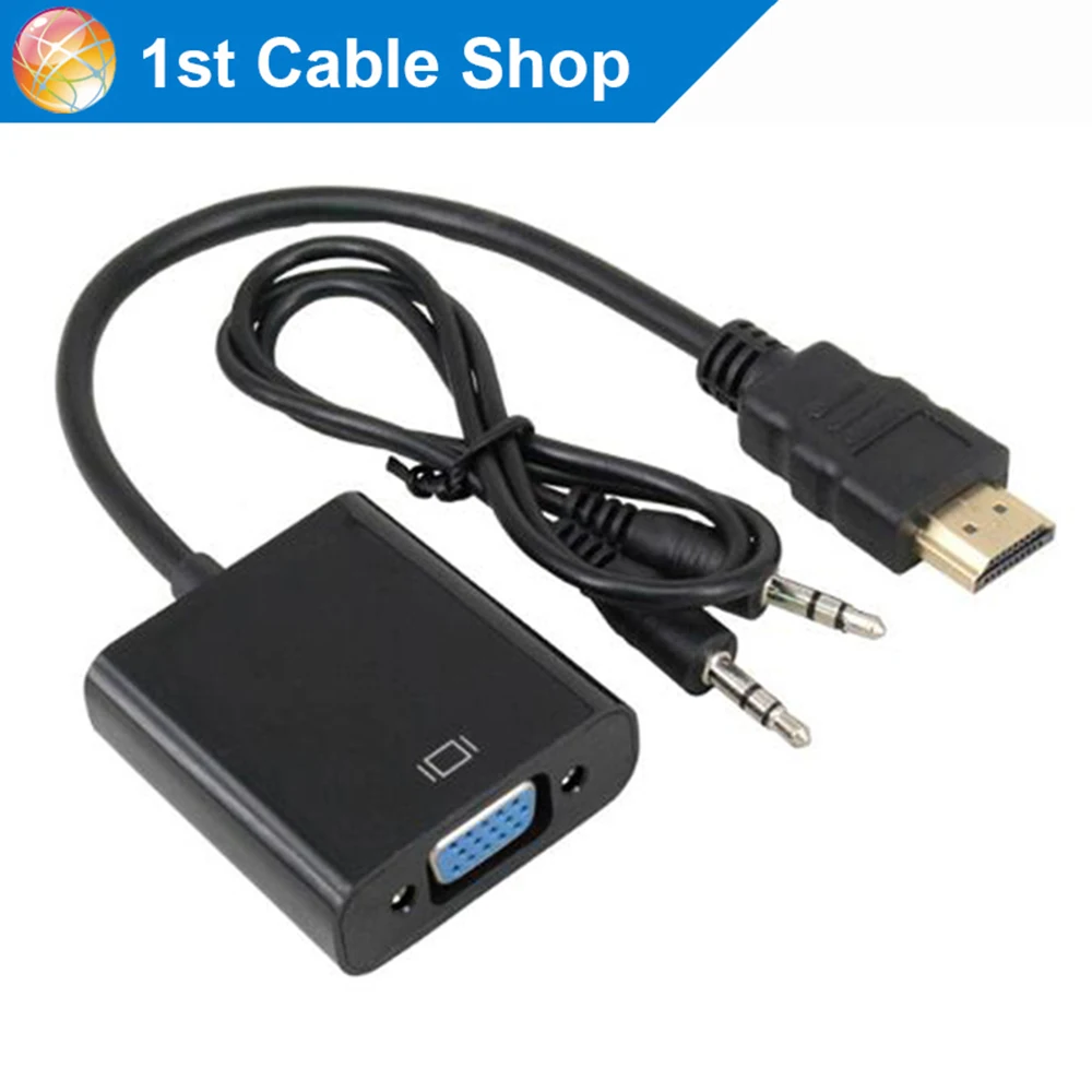 HDMI to VGA cable with audio for PC laptop DVD player to VGA monitor
