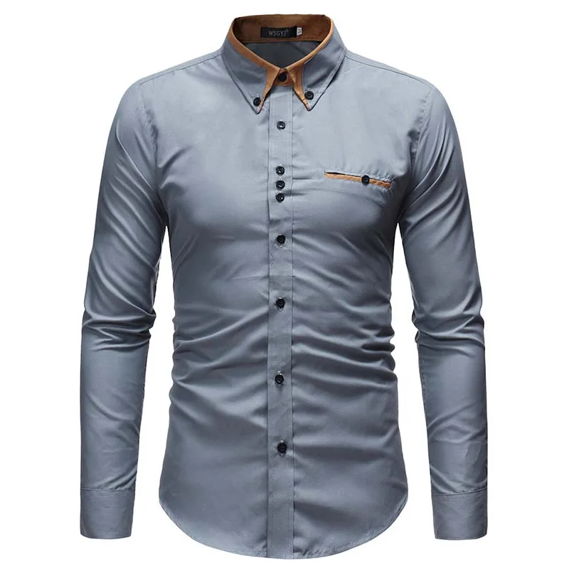 

2019 Spring Autumn Features Shirts Men Casual Jeans Shirt New Arrival Business Long Sleeve Casual Slim Fit Male Shirts