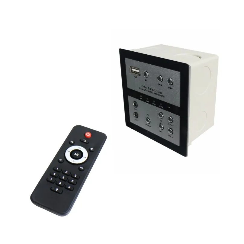 

120183 30w mini music speech hotel class-D wall amplifier supporting bluetooth,USB/SD, Balance input, 3.5mm jack with back box