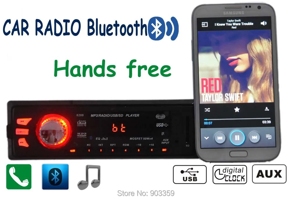 2015 New arrival Car Radio Audio Stereo Player Bluetooth Phone AUX IN