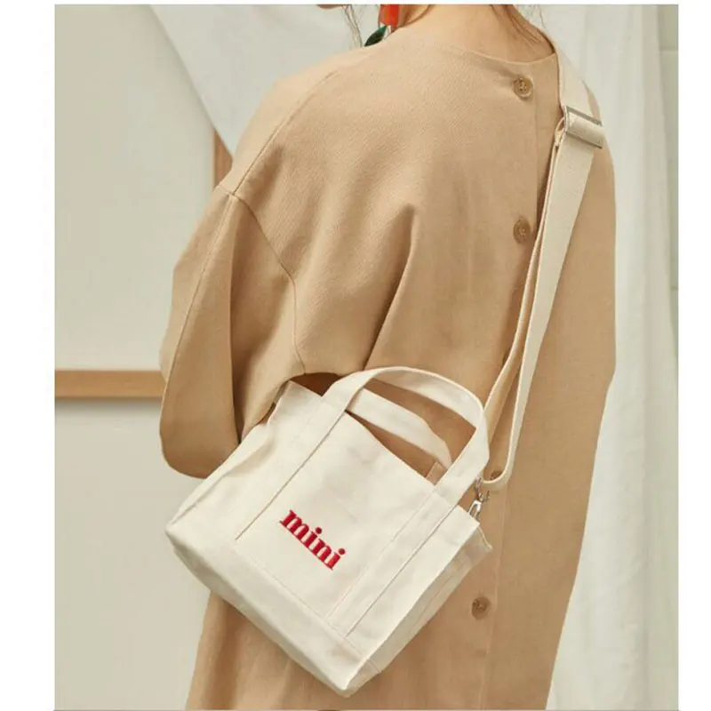 Mini Shopping Bag White Casual Totes Canvas Totes Beach Bag