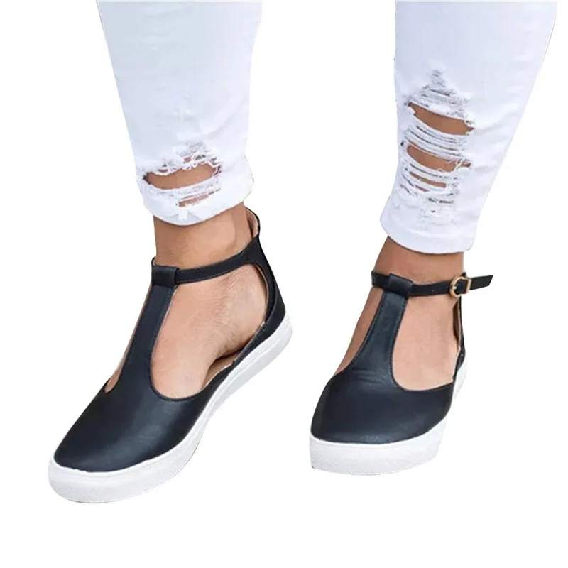 Oeak/Летняя женская обувь; однотонные лоферы в винтажном стиле; повседневная обувь на плоской платформе с круглым носком и пряжкой на ремешке; женские тонкие туфли
