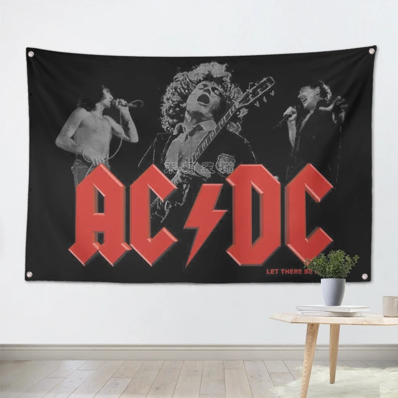 ACDC рок группа Висячие Искусство водонепроницаемая ткань полиэстер ткань 56X36 дюймов флаги баннер Бар Кафе Отель Декор