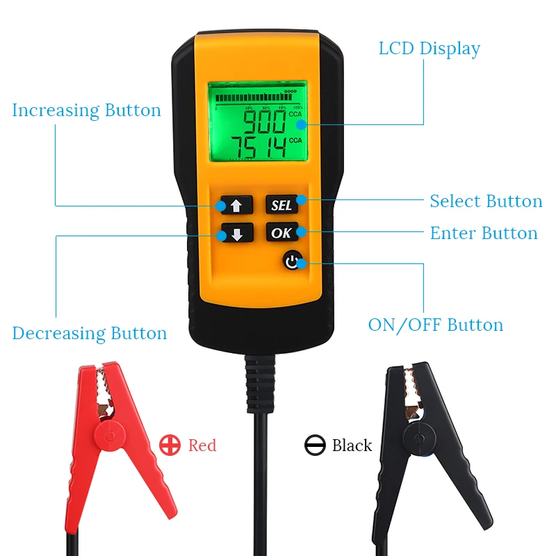 12 В автомобильный тест на батарею er ЖК-Цифровой Анализатор автомобильной батареи диагностический инструмент внутреннее сопротивление CCA тест напряжения
