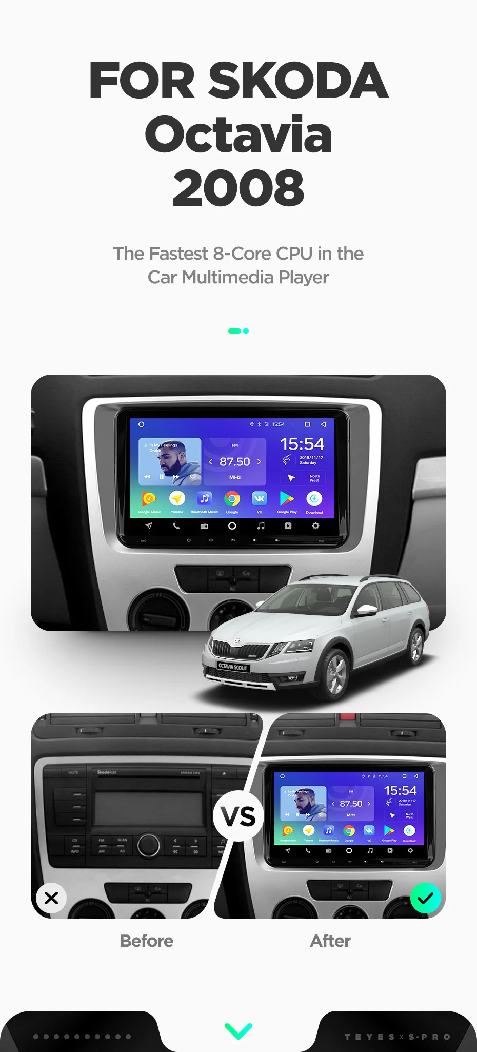 Flash Deal TEYES SPRO For Skoda Octavia 2 A5 2008 Car Radio Multimedia Video Player Navigation GPS Android 8.1 No 2din 2 din dvd 4