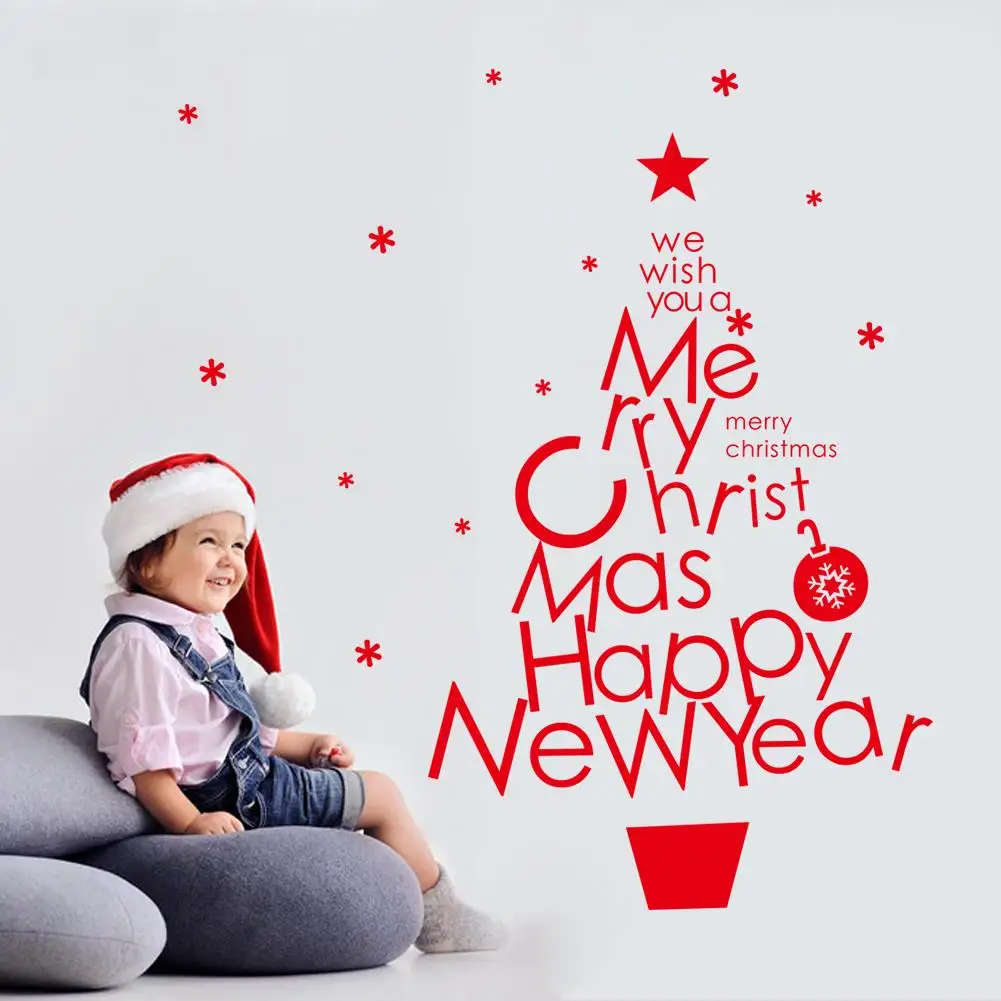 2017 рождественские украшения настенные наклейки дерево с новым годом магазин