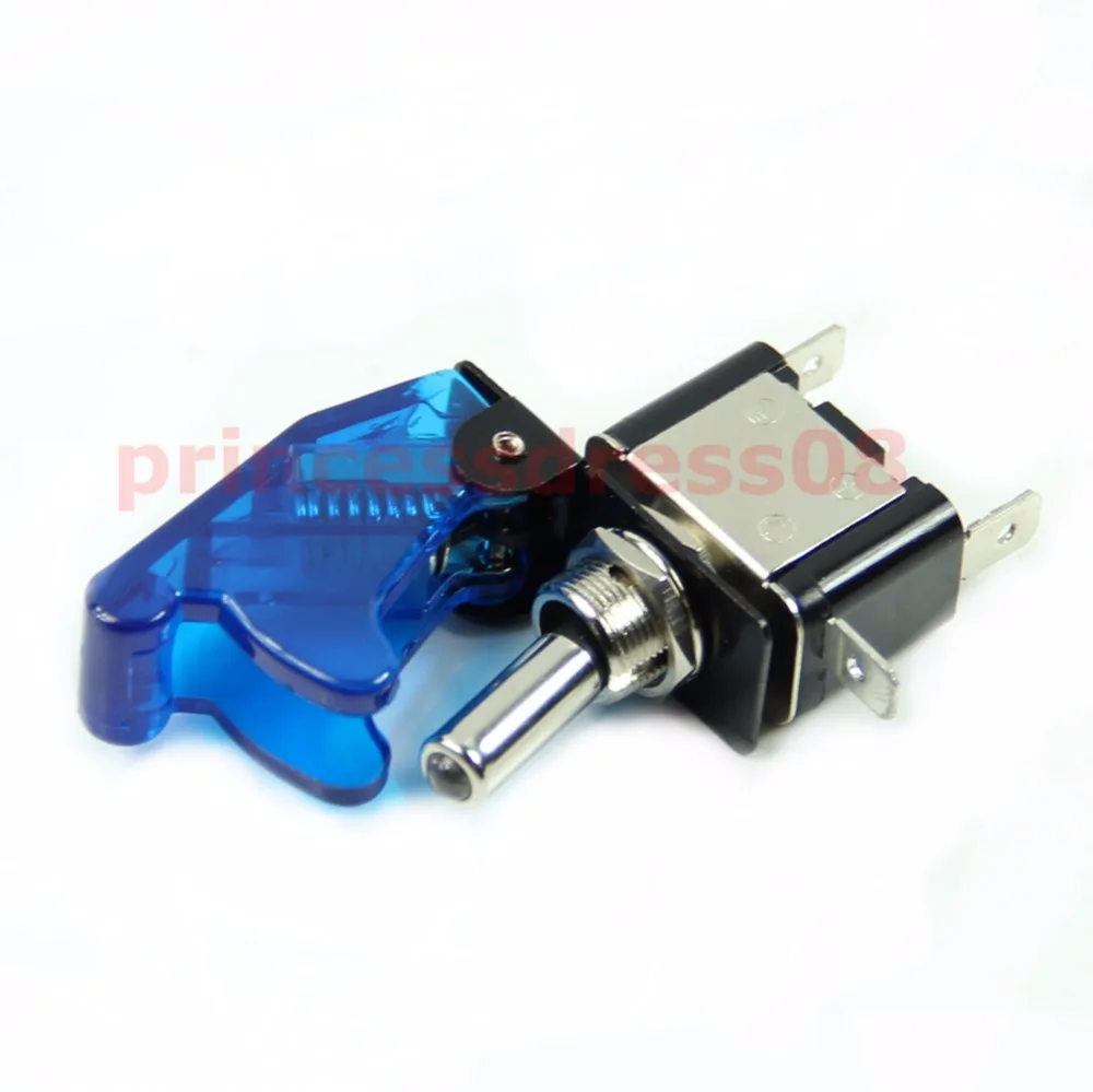 

New 12V Car Racing On Off Aircraft Type White LED Toggle Switch Control Carbon Cover