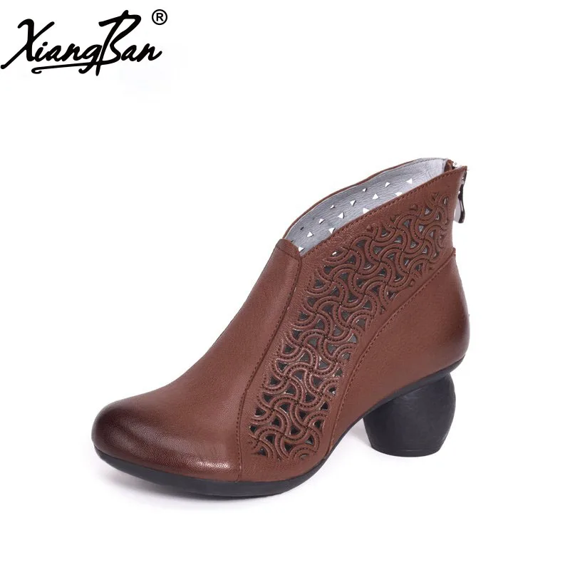 

Xiangban 2018 Spring Ankle Boots Women Cut Out Genuine Leather Women Summer Sandals Boots K911K20
