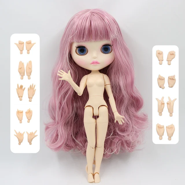 factory 1/6 blyth doll toy bjd joint body mix pink Hair white skin joint body gift 1/6 30cm 280BL1063/2352, naked doll - Цвет: new matte face