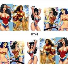 1 лист ногтей MT44 Wonder Woman синий красный сексуальный мультфильм Леди Мода ногтей переводная наклейка для украшения ногтей