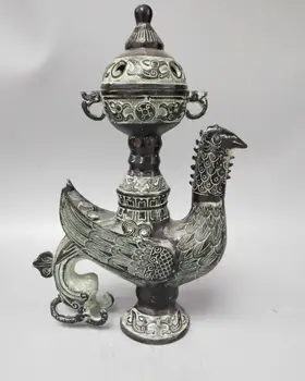 

Chinese archaize bronze bird phoenix incense burner crafts Statue
