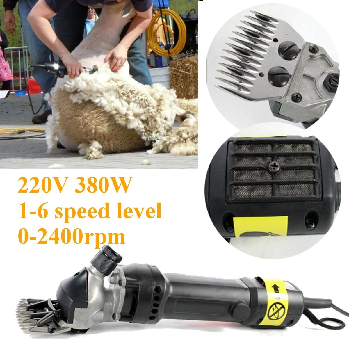 380W 220V 6 Levels Electric Sheep Shearing for Goats Clipper Shear Alpaca Farmsheep shearing