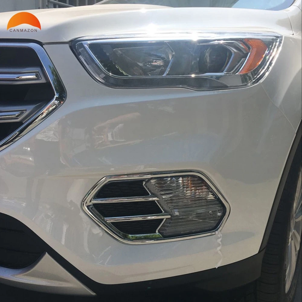 

For Ford Kuga Escape 2017 2018 ABS Chrome Front Fog light Lamp Cover trim Foglamp Protector Bezel Car Accessories Styling